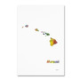 Trademark Fine Art Marlene Watson 'Hawaii State Map-1' 12" x 19" Canvas Stretched (190836213962)