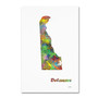 Trademark Fine Art Marlene Watson 'Delaware State Map-1' 12" x 19" Canvas Stretched (190836213405)