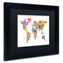 Trademark Michael Tompsett "Paint Splashes Text..World" Art, Black Matte W/Black Frame, 11" x 14" (65dcf8dee8837636b11a2cfd_ud)