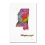 Trademark Fine Art Marlene Watson 'Mississippi State Map-1' 12" x 19" Canvas Stretched Art Print (190836215645)