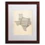 Trademark Fine Art ''Old Sheet Music Map of Texas'' by Michael Tompsett 16" x 20" White Matted Wood Frame (MT0528-W1620MF)