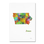 Trademark Fine Art Marlene Watson 'Iowa State Map-1' 12" x 19" Canvas Stretched (190836214525)
