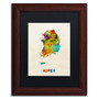 Trademark Fine Art ''Korea Watercolor Map'' by Michael Tompsett 11" x 14" Black Matted Wood Frame (MT0736-W1114BMF)