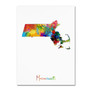 Trademark Fine Art ''Massachusetts Map'' by Michael Tompsett 24" x 32" Canvas Art (MT0694-C2432GG)