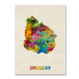 Trademark Fine Art ''Uruguay Watercolor Map'' by Michael Tompsett 18" x 24" Canvas Art (MT0738-C1824GG)