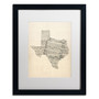 Trademark Fine Art ''Old Sheet Music Map of Texas'' by Michael Tompsett 16" x 20" White Matted Black Frame (MT0528-B1620MF)