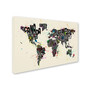 Trademark Michael Tompsett "Text Map of the World IV" Gallery-Wrapped Canvas Art, 16" x 24" (65dcfd19e8837636b11a40c2_ud)