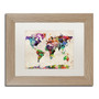 Trademark Fine Art ''Urban Watercolor World Map'' by Michael Tompsett 11" x 14" White Matted Wood Frame (MT0013-T1114MF)