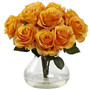 Nearly Natural 1367-OY Rose Arrangement with Vase, Yellow/Orange (65dd05c7e8837636b11a81d3_ud)