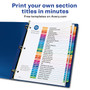 Avery Ready Index Table of Contents EcoFriendly Paper Dividers, 1-31 Tabs, Multicolor (11084)