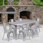 Flash Furniture Gilbert Indoor-Outdoor Table Set with 6 Stack Chairs, 63" x 31.5", Silver (ETCT005630SIL)
