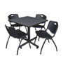 Regency 36-inch Square Laminate Table with Zeng Stacker Chairs, Black (TKB3636GY47BK)