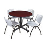 Regency 48" Laminate Round Lunch Room Table with 4 M Stacker Chairs, Gray (TKB48RNDMH47GY)
