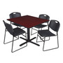 Regency 48-inch Laminate Square Table with 4 Chairs, Mahogany & Black (TB4848MH44BK)
