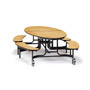 NPS Bench Unit Series, 10' Elliptical Mobile Table with Benches, Banister Oak (METBMDPEPCOKOK1)