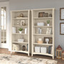 Bush Furniture Salinas 63"H 5-Shelf Tall Bookcase, Antique White, 2/Set (SAL036AW)