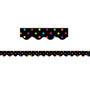 Teacher Created Resources Multicolor Dots on Black Scalloped Border Trim, 35 Feet Per Pack, 6 Packs (TCR4648-6)