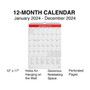 2024 Staples 12" x 17" Wall Calendar, White/Red (ST53913-24)