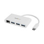 StarTech.com® USB 3.0 Type-C to USB 3.0 Type-A/RJ-45 Male/Female Hub, 0.46', White (HB30C3A1GEA)