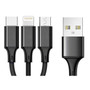 CODi Multi-Charging Braided USB-A Cable with USB-C/Micro USB/Lightning Connectors, Black (A10168)