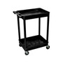 Luxor 2-Shelf Mixed Materials Mobile Utility Cart with Lockable Wheels, Black (EC11-B)