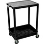 Luxor STC Series 2 Shelves Flat Top & Tub Bottom Shelf Cart, Black (65dd14cfe8837636b11ad782_ud)