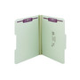 Smead Pressboard Classification Folders with SafeSHIELD Fasteners, 1/3-Cut Tab, Letter Size, Gray/Green, 25/Box (14934)