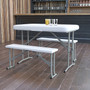 Flash Furniture Rowan Rectangular 3 Piece Folding Bench and Table Set, 25.5" x 41", Granite White (DADYCZ103)