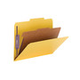 Smead Pressboard Classification Folders with SafeSHIELD Fasteners, 2" Expansion, Letter Size, 1 Divider, Yellow, 10/Box (13734)