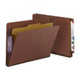 Smead End Tab Pressboard Classification Folders with SafeSHIELD Fasteners, Letter Size, 1 Divider, Red, 10/Box (26855)