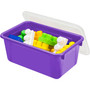 Storex Plastic Small Cubby Bin with Lid, 12.2" x 7.8" x 5.1", Purple, Pack of 2 (STX62411U06C-2)