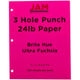 JAM Paper® 3 Hole Punch 24lb Colored Paper, 8.5 x 11, Ultra Fuchsia Pink, 100 Sheets/Pack (354428163)