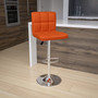 Flash Furniture Contemporary Vinyl Barstool with Back, Adjustable Height, Orange (CH102029ORG)
