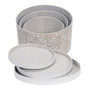 Household Essentials Hat Box Set with Faux Leather Lids, Scroll (629-1)