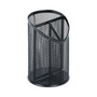 Universal Metal Mesh 3-Compartment Pencil Cup, 4 1/8" dia, 6"h, Black (UNV20019)