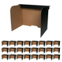 Flipside Foldable Cardboard Freestanding Desktop Privacy Screen w/Pass-through Window, 12"H x 47"W, Black, 24/Pack (61852)