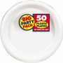 Amscan Big Party Pack 10.25" White Round Plastic Plate, 2/Pack, 50 Per Pack (630732.08)