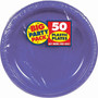 Amscan 10.25" Purple Big Party Pack Round Plastic Plate, 2/Pack, 50 Per Pack (630732.106)