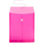 JAM Paper Plastic Envelopes with Button and String Closure, Letter Open End, 9.75 x 11.75, Hot Pink, 12/Pack (1221557)