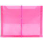 JAM Paper® Plastic Envelope with Elastic Band Closure, 9.75 x 13 with 2.625 Inch Expansion, Pink, Sold Individually (218E25FU)