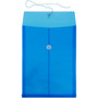 JAM Paper Plastic Envelopes with Button and String Tie Closure, Legal Open End, 9.75 x 14.5, Blue, 12/Pack (119B1BU)