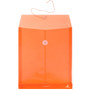JAM Paper® Plastic Envelopes with Button and String Tie Closure, Letter Open End, 9.75 x 11.75, Bright Orange, 12/Pack (118B1OR)