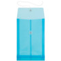 JAM Paper® Plastic Envelopes with Button and String Tie Closure, Open End, 6.25 x 9.25, Blue, 12/Pack (472B1BU)