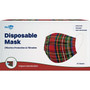 WeCare Individually Wrapped  Disposable Face Mask, Adult, Red Plaid, 50/Box (WMN100050)