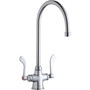 Elkay Commercial Single Hole with Concealed Deck Faucet with 8" Gooseneck Spout 4" Wristblade Handles Chrome (LK500GN08T4)