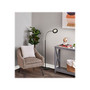 Simplee Adesso Holmes 56.5" Brushed Steel/Matte Black Floor Lamp with Round Shade (SL4925-01)