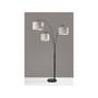 Adesso Bowery 82" Black Marble Floor Lamp with 3 Drum Taupe Shades (4250-01)