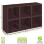 Way Basics 25.6"H x 40.2"W 6 Stackable Modular Modern Eco Storage Cube System Cubby Organizer, Espresso Wood Grain (PS-MC-6-EO)