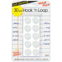Magic Mounts Hook 'n Loop 5/8" Dots Hook & Loop Fastener, White, 30 Per Pack, 6 Packs (MIL3257W-6)