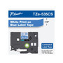 Brother P-touch TZe-535CS Laminated Label Maker Tape, 1/2" x 26-2/10', White on Blue (TZe-535CS)